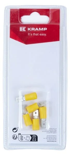 Kramp - KRLA9320P05B - Anschlussklemme Stecker, Gelb 6.3x0.8mm - 4.0-6.0mm² (5)