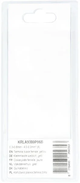 Kramp - KRLA9380P06B - Flachsteckhülse, Gelb 6.3x0.8mm - 4.0-6.0mm² (6)