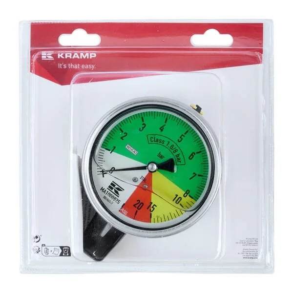 Kramp - KRMA1000825P01B - Spritzen-Manometer Durchmesser 100mm x 0-8-20bar (1)