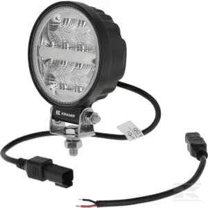 Kramp - LA100971 - Arbeitsleuchte LED, 19W, 3360lm, rund, Durchmesser Deutsch Stecker, Flutlicht, 16 LEDs