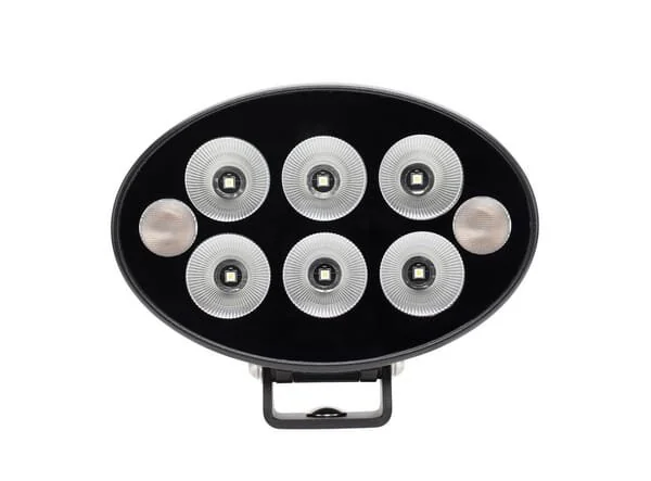 Kramp - LA10621 - Arbeitslicht+Warnlicht Orange LED, 36W, 3500lm, Oval, 12, mm, Flutlicht, 6+2LED's, Schwarze Serie