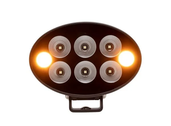 Kramp - LA10621 - Arbeitslicht+Warnlicht Orange LED, 36W, 3500lm, Oval, 12, mm, Flutlicht, 6+2LED's, Schwarze Serie