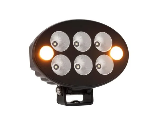 Kramp - LA10621 - Arbeitslicht+Warnlicht Orange LED, 36W, 3500lm, Oval, 12, mm, Flutlicht, 6+2LED's, Schwarze Serie