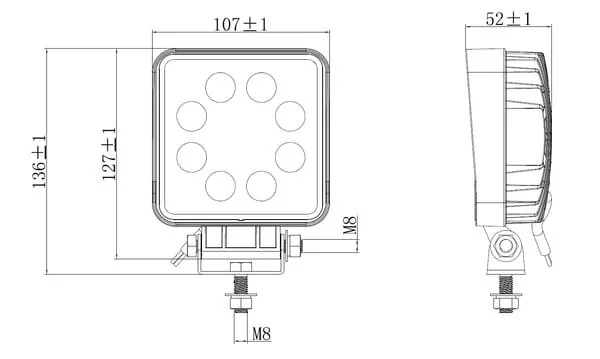 Kramp - LA10901BOX - Arbeitsleuchte LED, 24W, 2000lm, quadratisch, weiß, mm, Flutlicht, (Karton mit 10 Stk.)