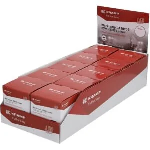 Kramp - LA10905BOX - Arbeitsleuchte LED, 20W, 3000lm, quadratisch, weiß, mm, Deutsch 2-Pin, Flutlicht, (Karton mit 10 Stk.)