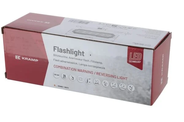 Kramp - LA20163 - Blinkende Warnleuchte / Rückfahrleuchte LED, Rechteckig, Orange/Weiß, 12/42 LEDs