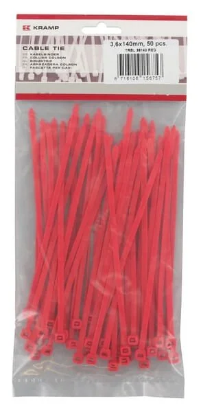 Kramp - TRBL36140RED - Kabelbinder 3.6x140mm, Rot, Polyamid, Packung 50