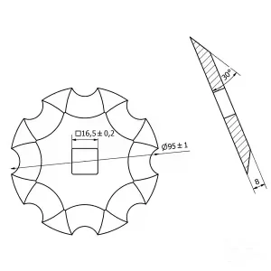 Non Original - 24479032N - Schneidscheibe Durchmesser 95x8mm 16,5x16,5; Z=8