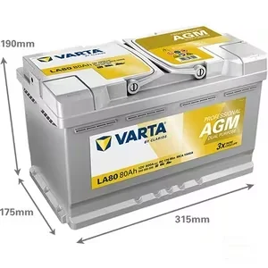 Varta - 840080080 - Batterie 800A LA80 professioneller Doppelzweck AGM
