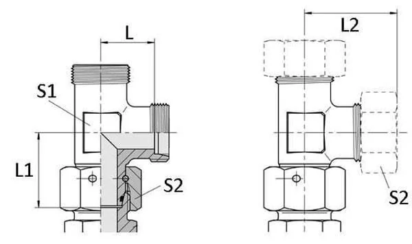 Voss - ELSD42L - Schwenk T-Stück Union F-M-M 42L