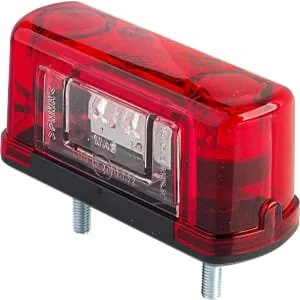 Waś - 1400300451 - Kennzeichenleuchte LED, Rechteckig, 12/, Rot, Anschraubbar, 125x145mm