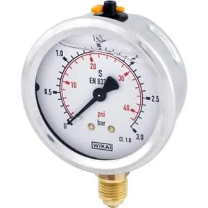 Wika - B711W063003D - Glyzerin-Manometer 63mm 3bar, Unten Anschluss