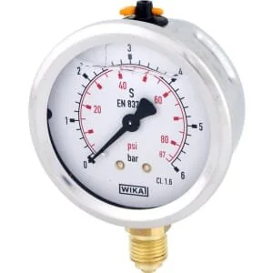 Wika - B711W063006D - Glyzerin-Manometer 63mm 6bar, Unten Anschluss