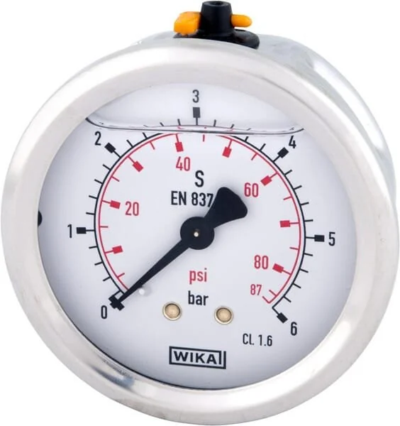 Wika - B711W063006T - Glyzerin-Manometer 63mm 6bar, Hinten Anschluss