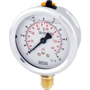 Wika - B711W063010D - Glycerin-Manometer, 63 mm, 10 Bar, Unteranschluss 1/4 Zoll