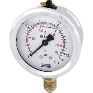 Wika - B711W063016D - Glycerin-Manometer, 63 mm, 16 Bar, Unteranschluss 1/4 Zoll
