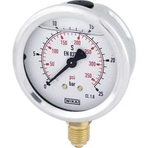 Wika - B711W063025D - Glycerin-Manometer, 63 mm, 25 Bar, Unteranschluss 1/4 Zoll