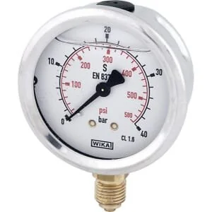 Wika - B711W063040D - Glycerin-Manometer, 63 mm, 40 Bar, Unteranschluss 1/4 Zoll