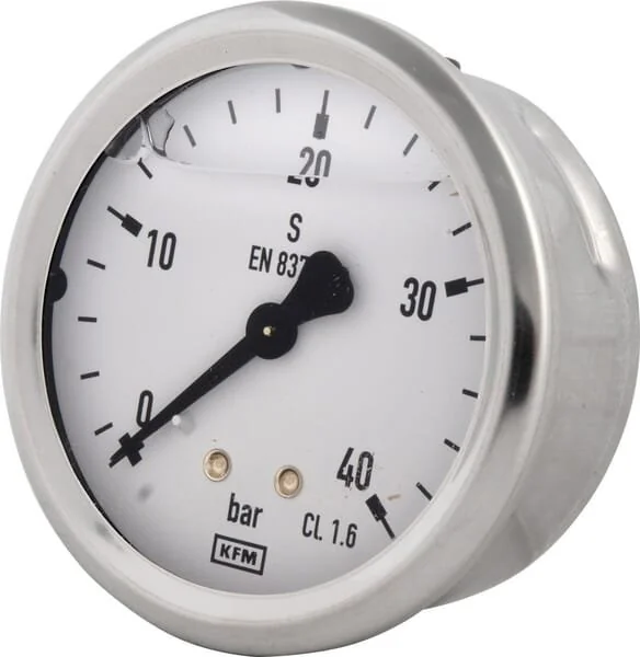 Wika - B711W063040T - Glycerin-Manometer, 63 mm, 40 Bar, Rückanschluss 1/4 Zoll