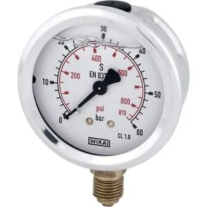 Wika - B711W063060D - Glycerin-Manometer, 63 mm, 60 Bar, Unteranschluss 1/4 Zoll