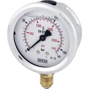 Wika - B711W063160D - Glyzerin-Manometer 63mm 160bar, Unten Anschluss