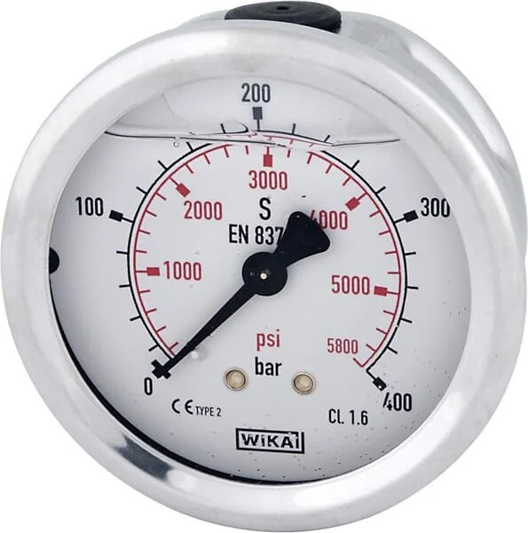 Wika - B711W063400T - Glyzerin-Manometer 63mm 400bar, Hinten Anschluss