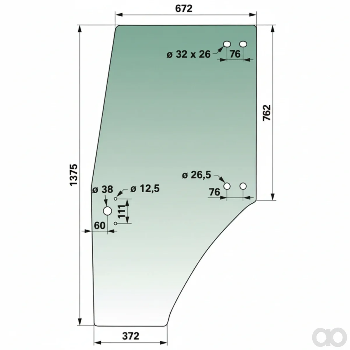 Prillinger - 00114823 - Tuerscheibe Stangen Farbe Gruen Getoent