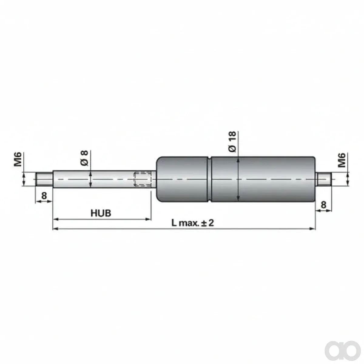 Prillinger - 00115406 - Gasdruckfeder ohne Anschluesse