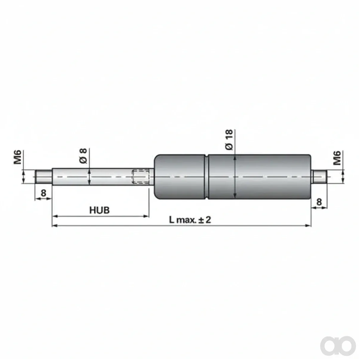 Prillinger - 00115435 - Gasdruckfeder ohne Anschluesse