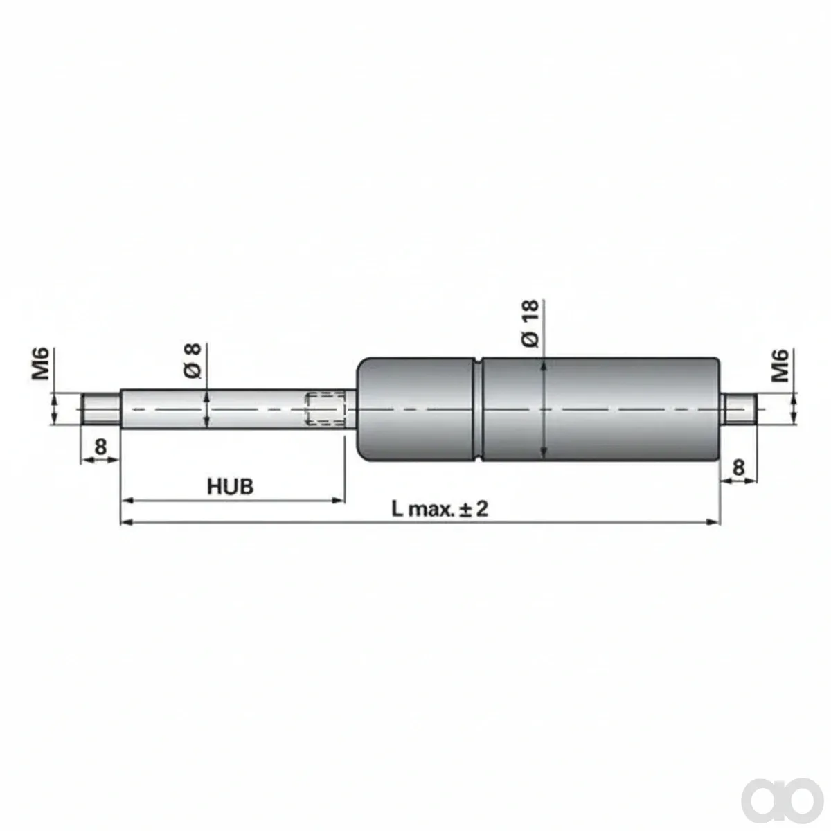 Prillinger - 00115437 - Gasdruckfeder ohne Anschluesse