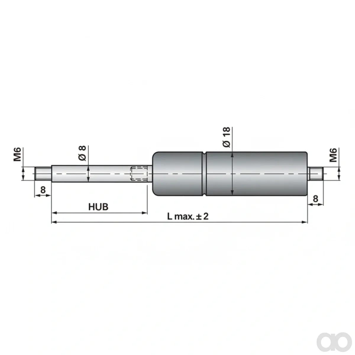 Prillinger - 00115440 - Gasdruckfeder ohne Anschluesse