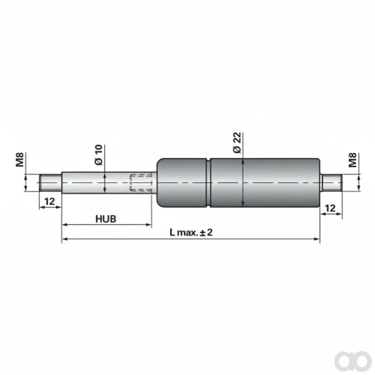 Prillinger - 00115450 - Gasdruckfeder ohne Anschluesse