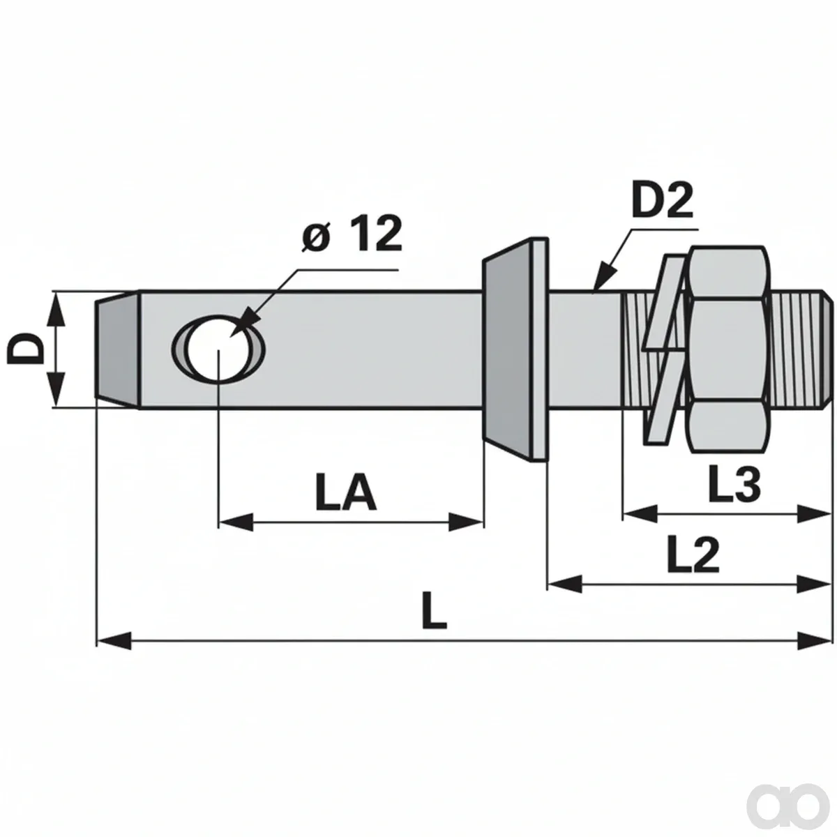 Prillinger - 00161752 - Unterlenkerbolzen M27x1,5 36,5 mm