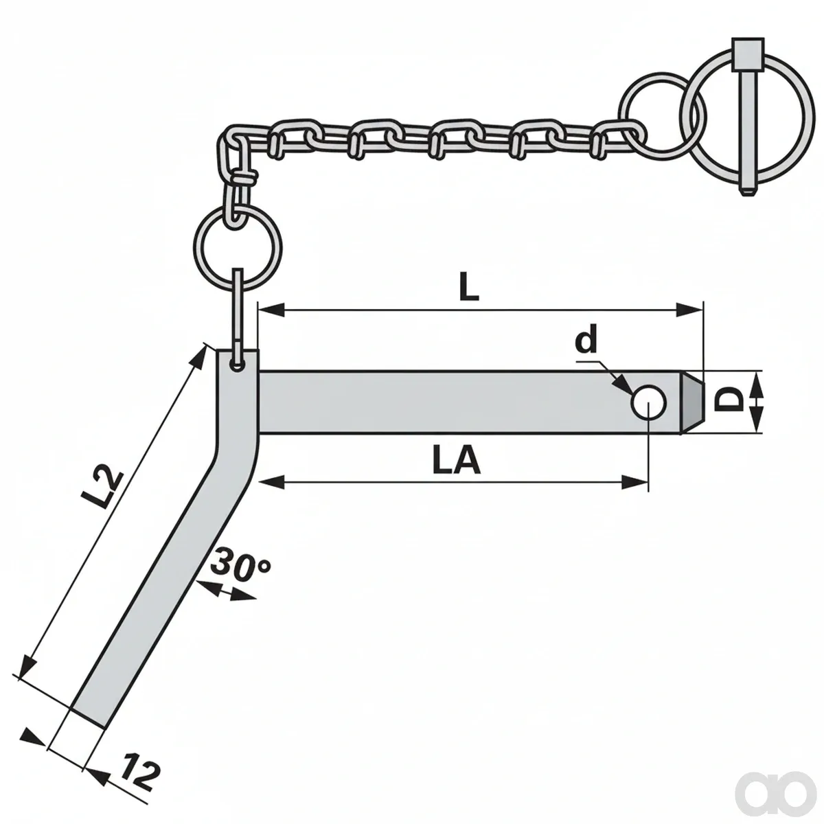 Prillinger - 00161756 - Bolzen mit Griff Diameter 19 mm Laenge 60 mm