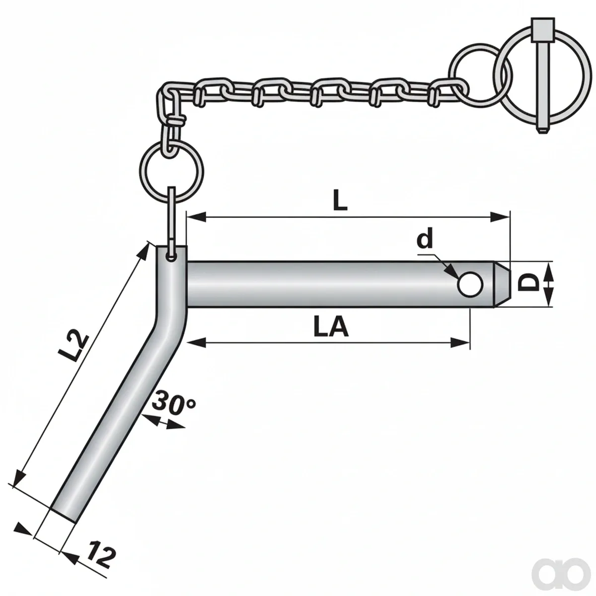 Prillinger - 00161757 - Bolzen mit Griff Diameter 19 mm Laenge 80 mm