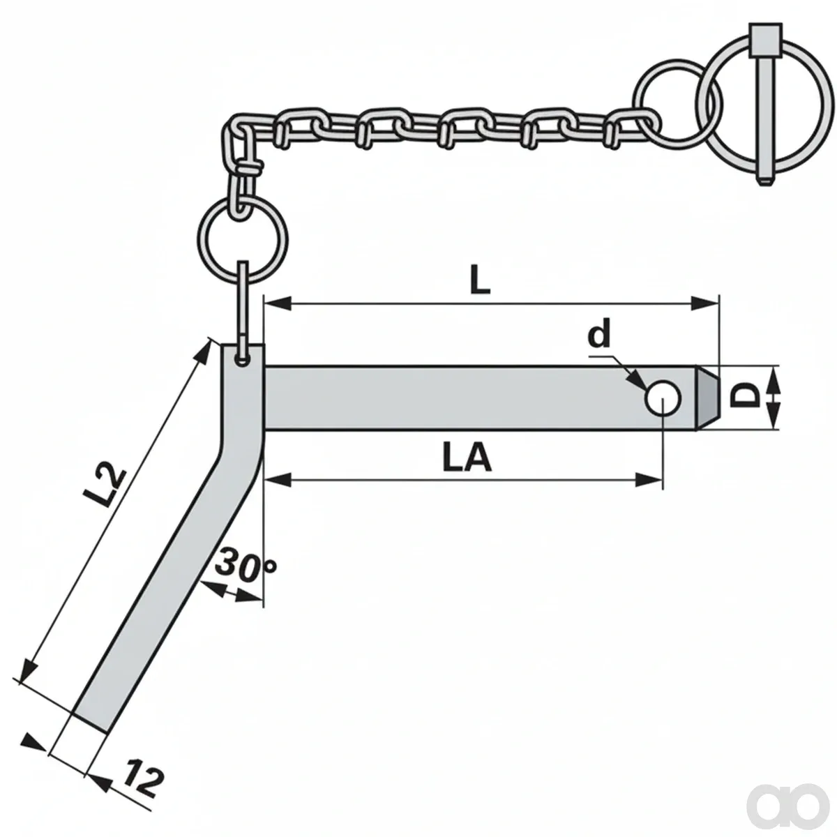 Prillinger - 00161760 - Bolzen mit Griff Diameter 22 mm Laenge 100 mm