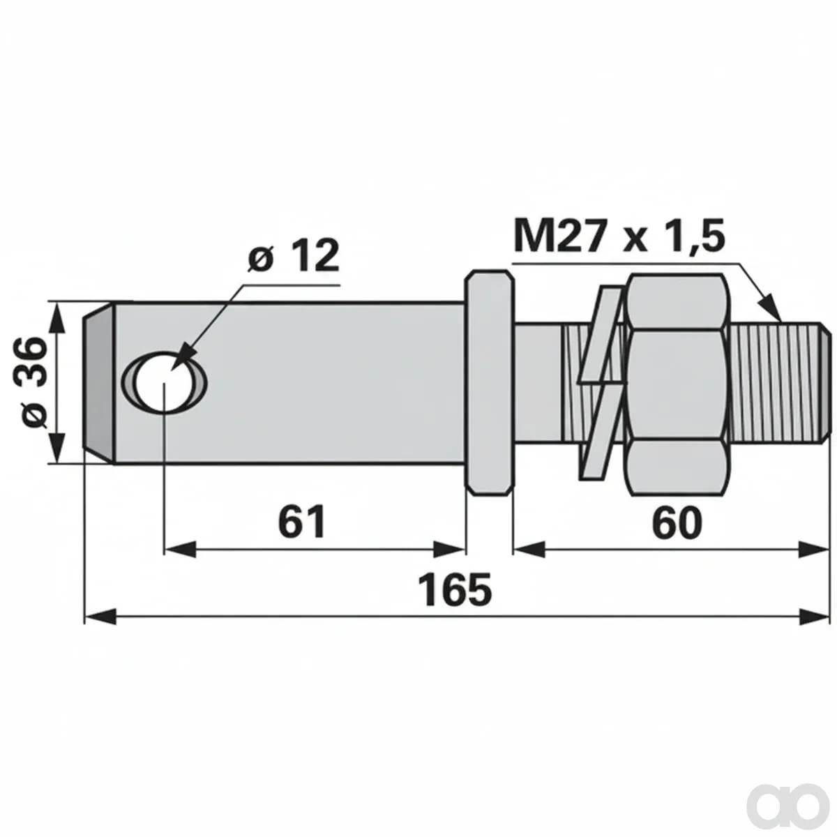 Prillinger - 00161898 - Unterlenkerbolzen Kat. 3, M27