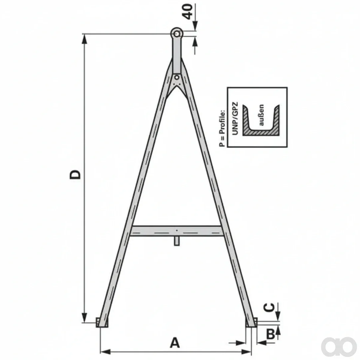 Prillinger - 00181911 - Zuggabel 2500x900 Mm