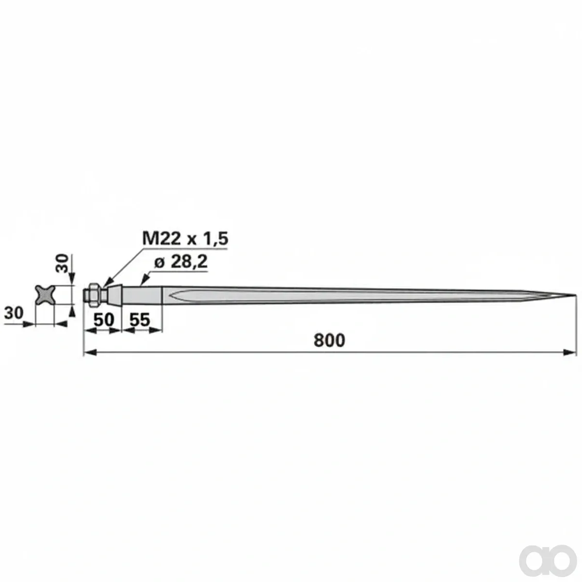 Prillinger - 00190060 - Frontladerzinke mit Buchse M22