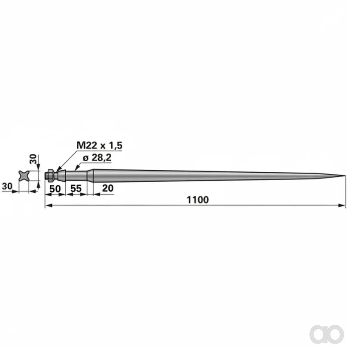 Prillinger - 00190062 - Frontladerzinke mit Buchse M22