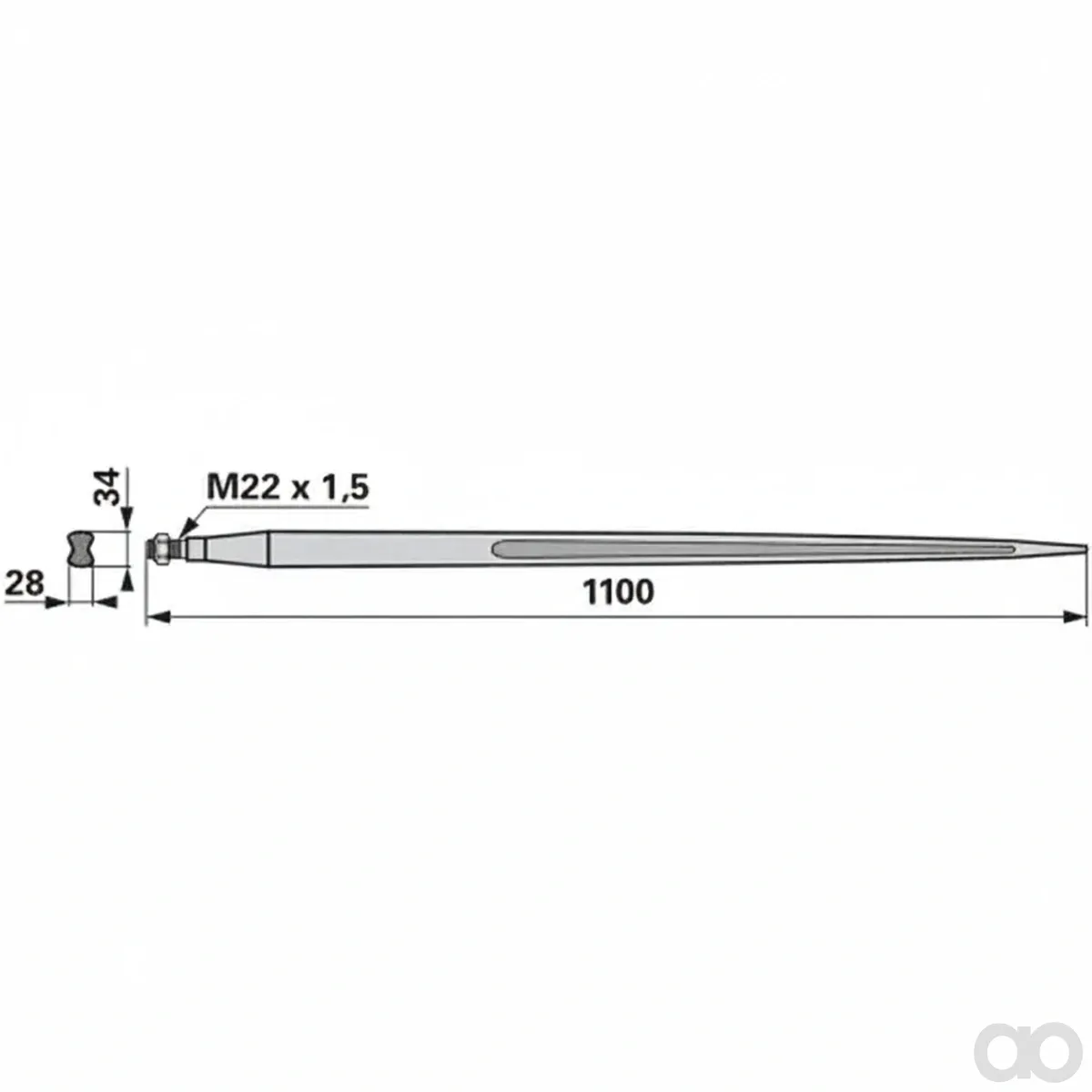 Prillinger - 00190121 - Frontladerzinke M22 X 1,5, 1.100 Mm