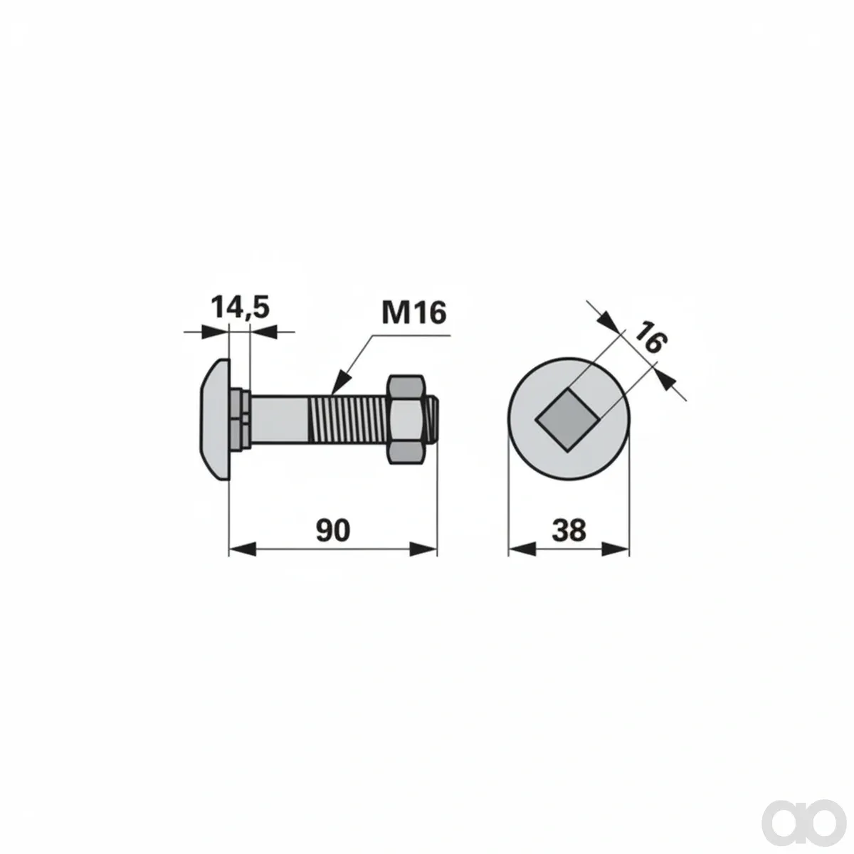 Prillinger - 00228118 - Pflugkoerperschraube M16X90 Guete
