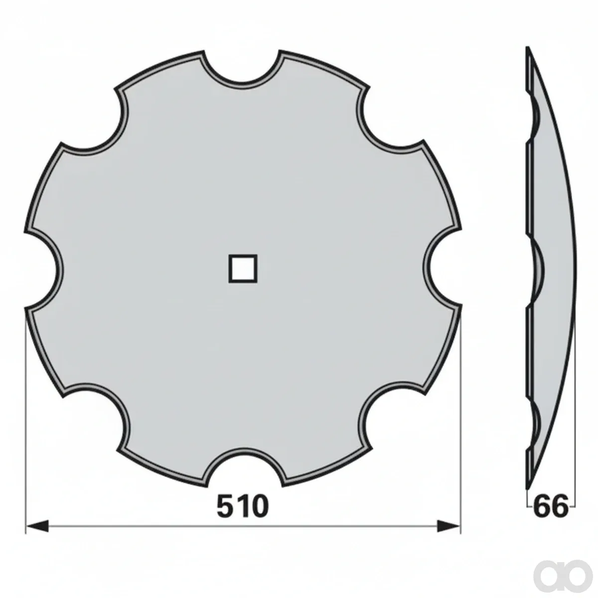 Prillinger - 00240262 - Eggenscheibe Gezahnt AD 510 Vierkant