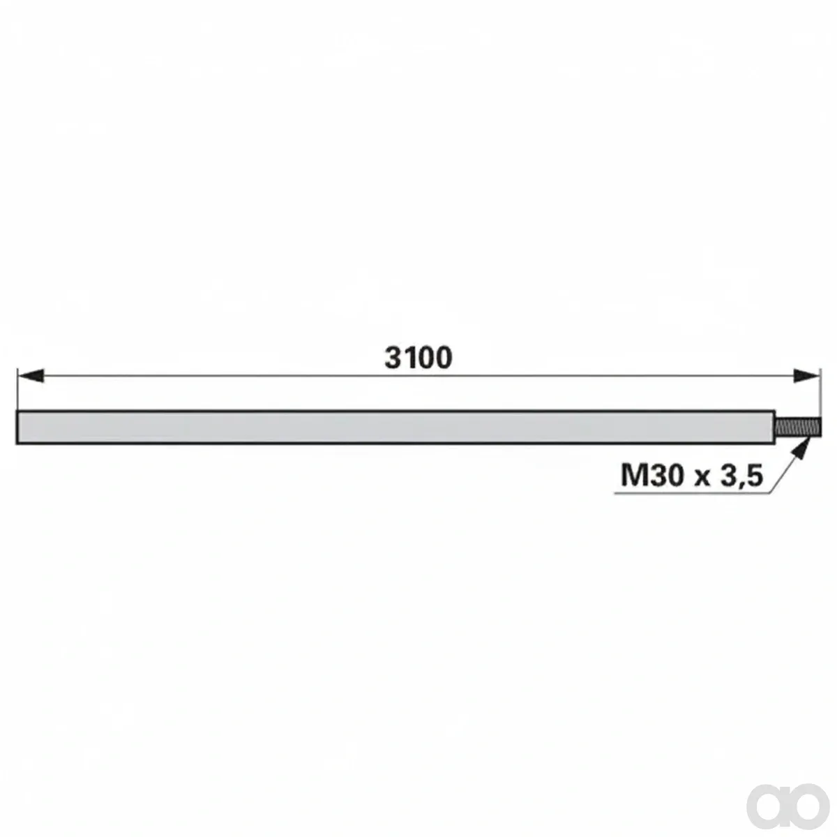 Prillinger - 00240690 - Vierkantwelle 30X30 L=3100mm
