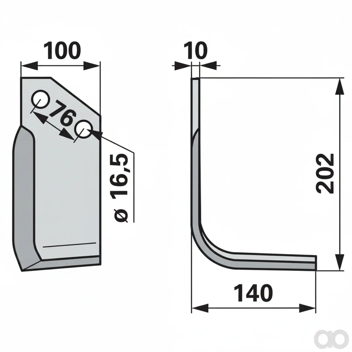 Prillinger - 00270066 - Winkelmesser Rechts 100X10 L = 202