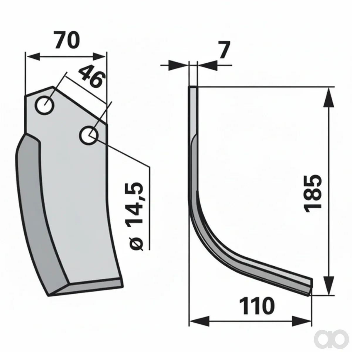 Prillinger - 00270730 - Bogenmesser Rechts 70x7 L = 185