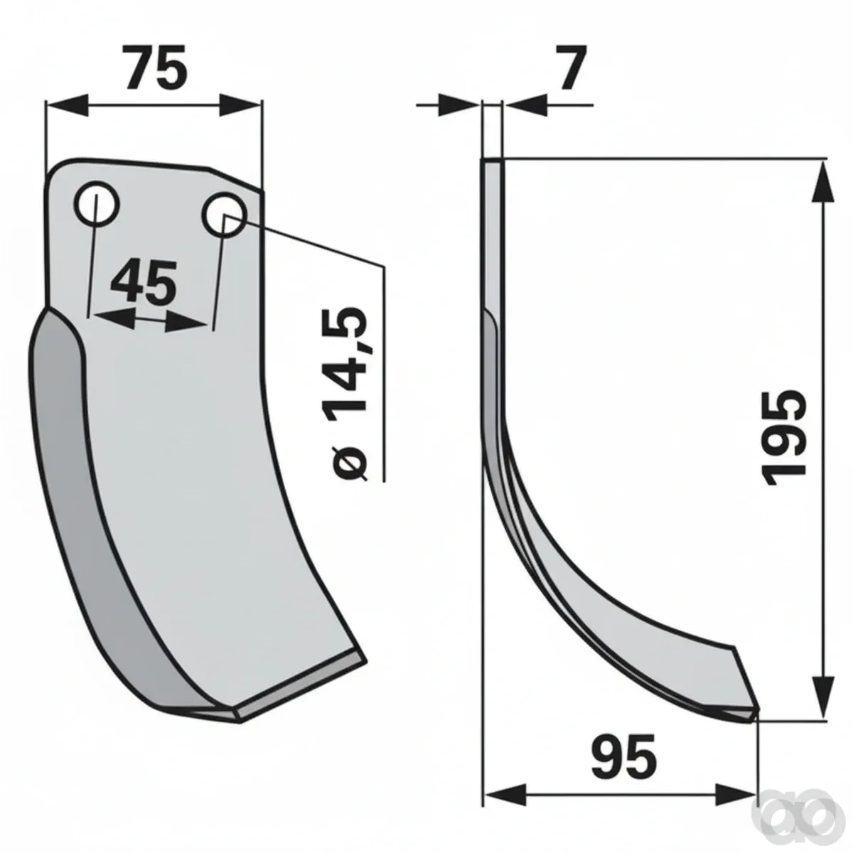 Prillinger - 00270892 - Bogenmesser Rechts 75x7 L = 19
