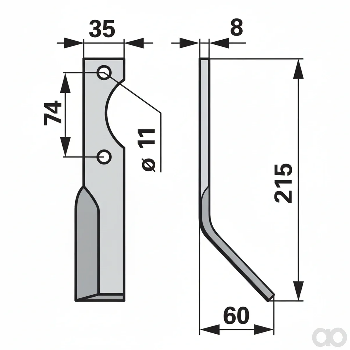 Prillinger - 00270904 - Winkelmesser Rechts 35x8 L = 2