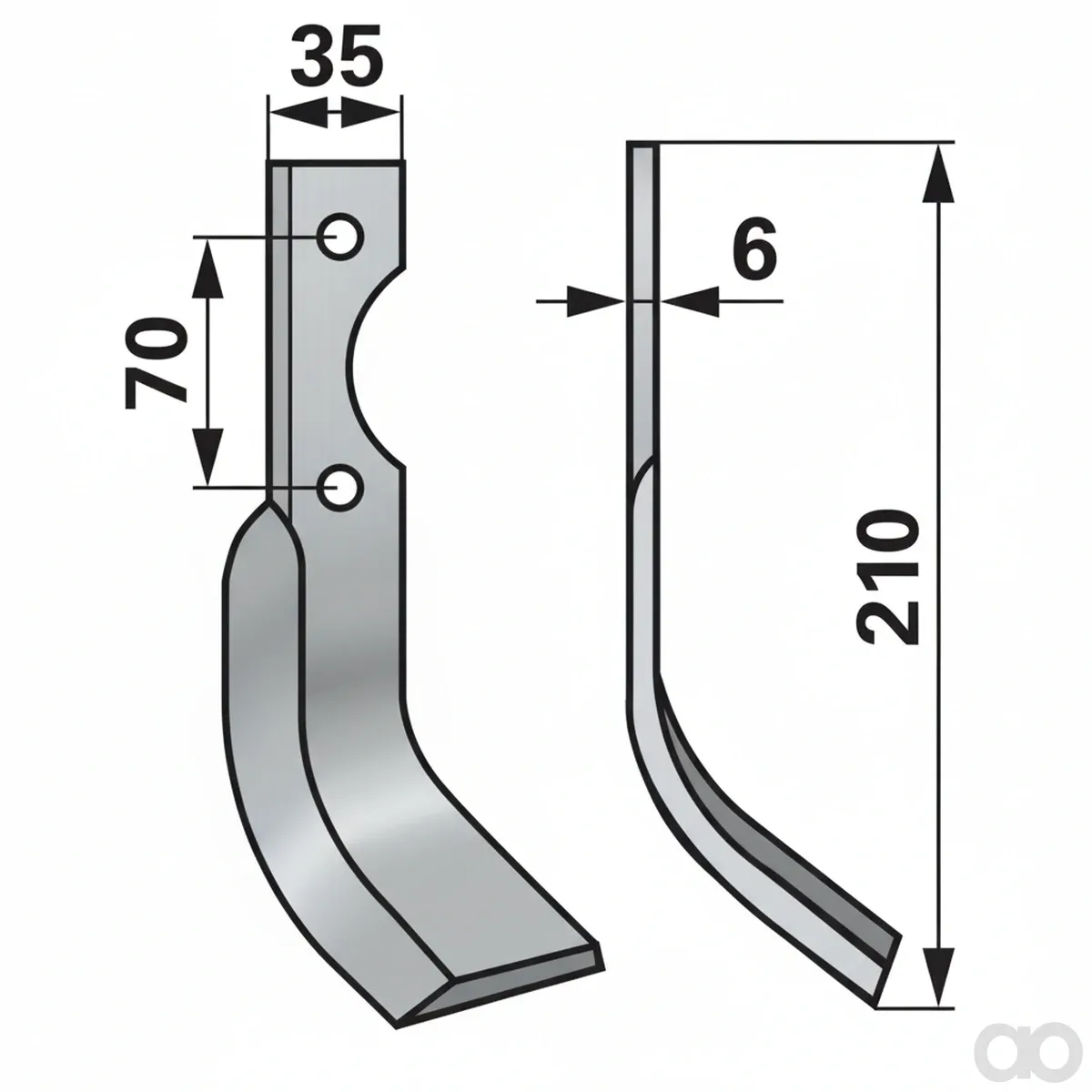 Prillinger - 00271002 - Bogenmesser Rechts 35x6 L = 21