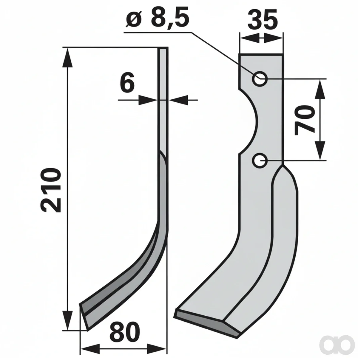 Prillinger - 00271003 - Bogenmesser Stangen 35x6 L = 210